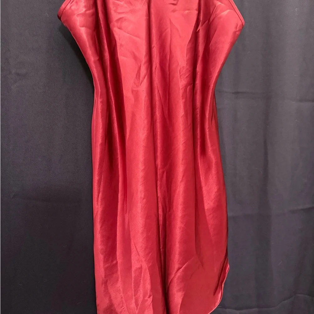 Vtg Wine Burgundy Satin Slip Dress 90s Minimalist Bias Cut Date Night Small Sexy